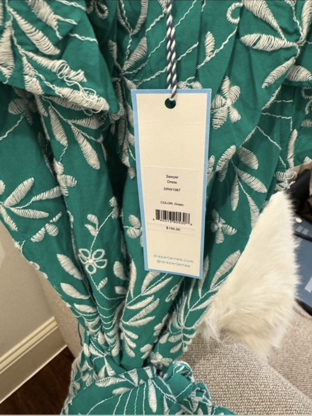 Draper James Green Floral On Or Off Shouldee Ruffle-Sleeve Sundress Ladies M NWT - Picture 7 of 10